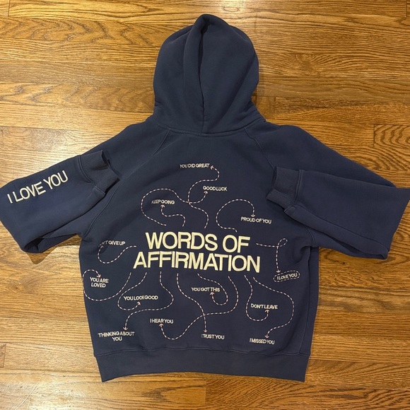 "Words of Affirmation" Oversized Lux Hoodie in Blue Unisex - Picture 2 of 4